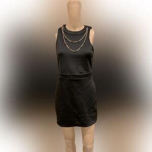 Topshop Bodycon Halter Dress Womens Size 8 Gold Chain Neck mini Sz 8